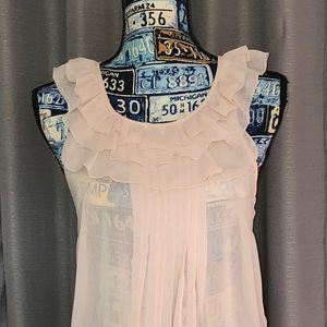TRAMP BRAND PEACH RUFFLED SHEER BLOUSE SIZE SMALL